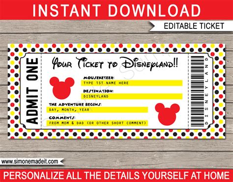 Free Printable Surprise Disney World Tickets